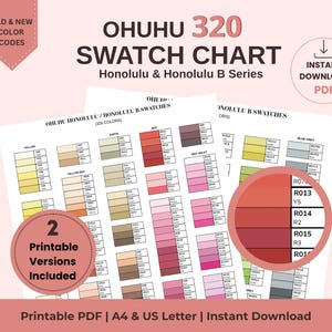 Ohuhu 320 Swatch Chart Printable PDF, Ohuhu Honolulu & Honolulu B Color Tracker, Marker Swatch Sheet, Color Chart Organizer, A4 US Letter