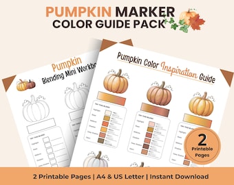 Pumpkin Color Guide Printable | Marker Color Recipes & Blending Workbook | Ohuhu and Alcohol Marker PDF