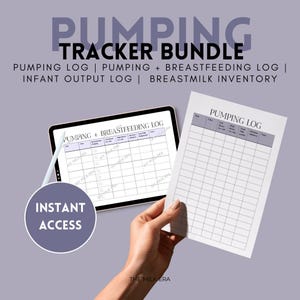 Pumping Tracker Bundle | Printable + iPad Logs | Milk Inventory, Pumping, Breastfeeding & Infant Output PDF (A4 + US Letter)