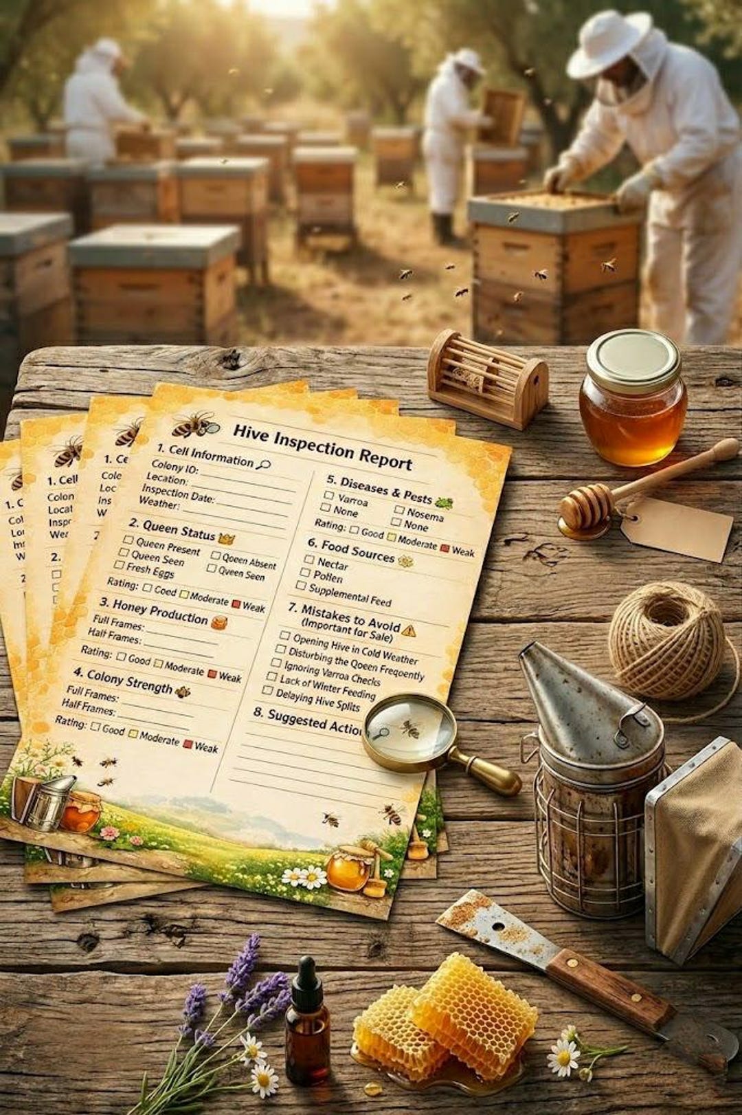 Hive Inspection Checklist - Beekeeper Log & Management Sheet (digital ...