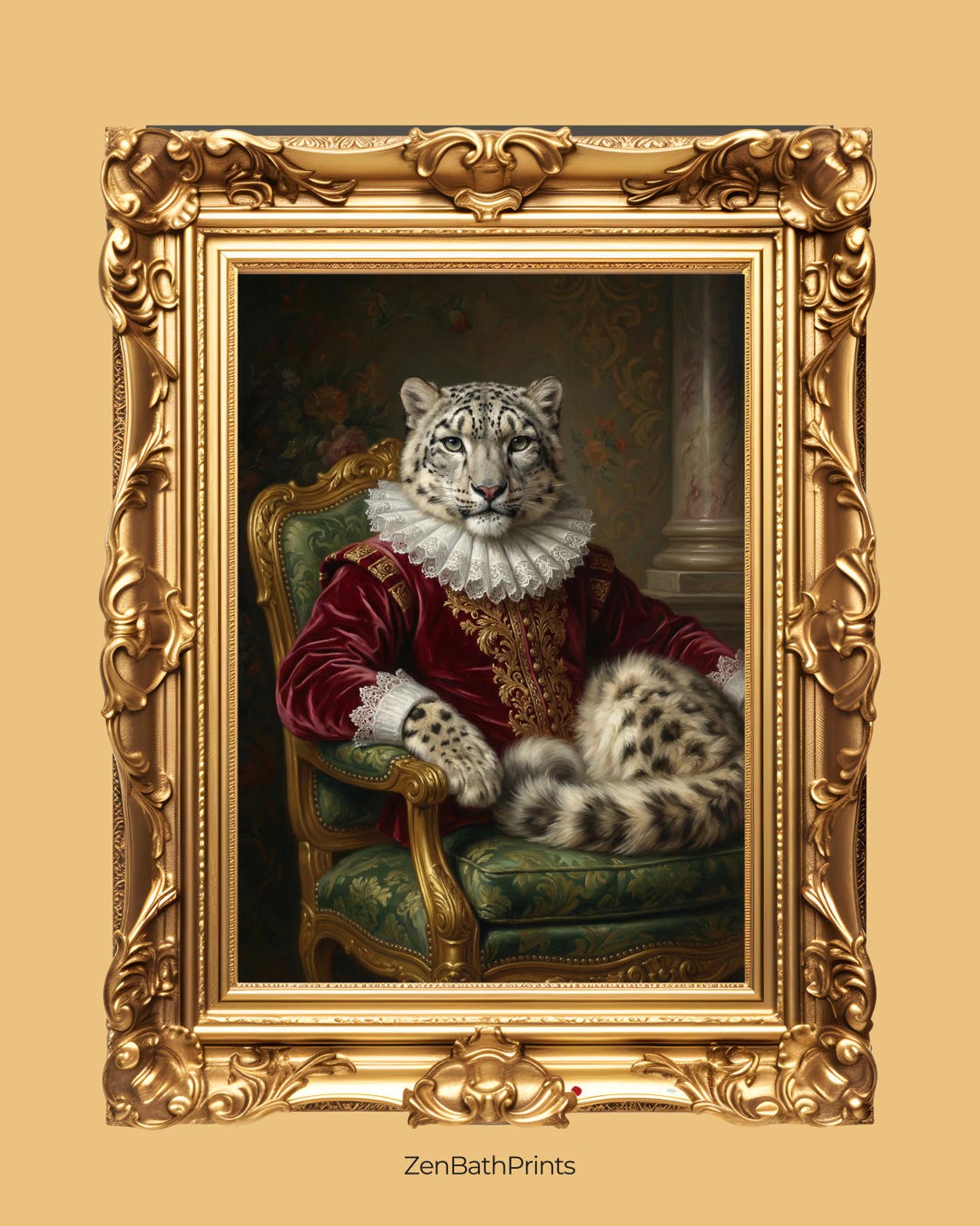 Royal Leopard Portrait Printable Wall Art | Renaissance Animal Painting ...