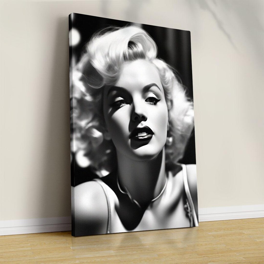 Marilyn Monroe Black and White Canvas Print, Hollywood Glamour Wall Art ...
