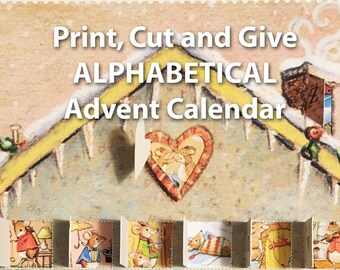 Download Print & Cut your own DIY Alphabetical Advent Calendar with Marla Goodman Brownpaper Mouse illustrations