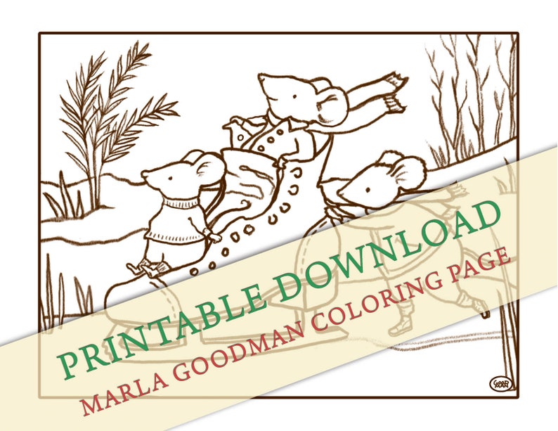 Printable Mouse Coloring Page Mice Ice Skating in a Skate - Etsy