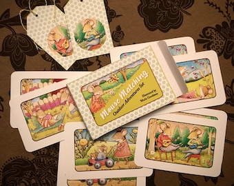 Printable Mouse Matching Memory Game instant digital download "Outdoor Adventures" 4 pair matching card game DIY Stocking Stuffer all ages