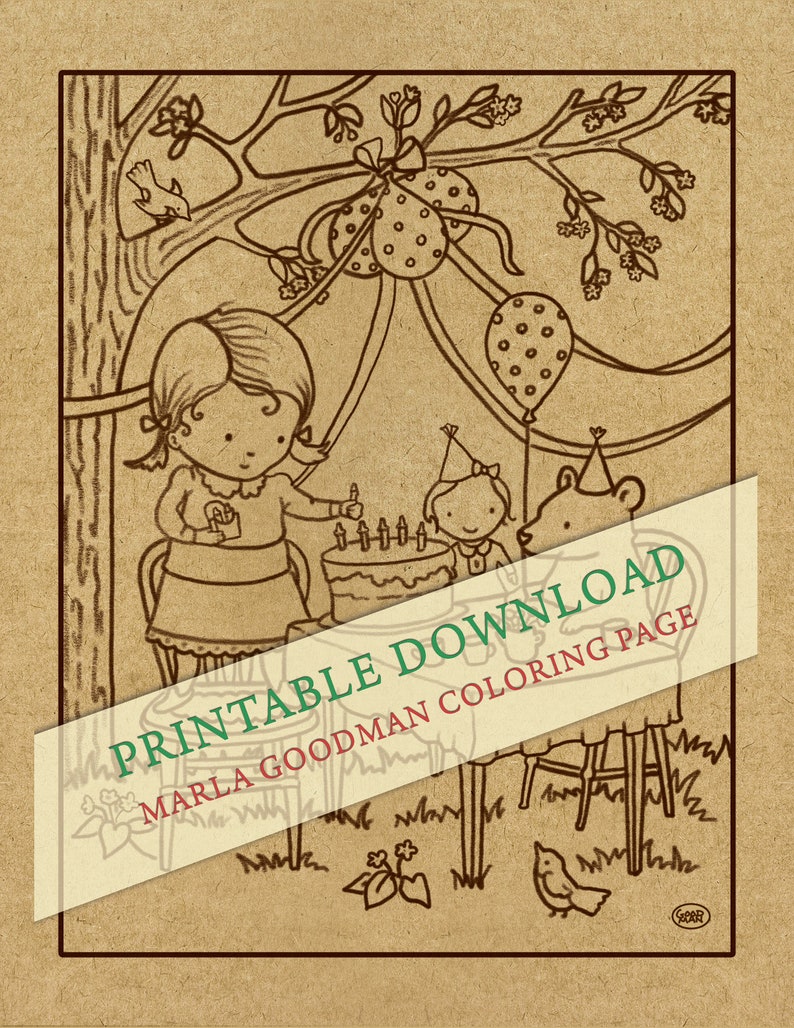 Spring Tea To Color Printable Birthday Tea Coloring Page Sweet Spring Birthday - Etsy
