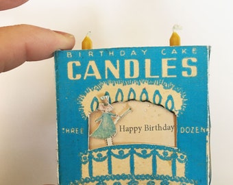 Printable Vintage Birthday Candle Box Theater Instant Digital Download, 1-sheet template and instructions to make DIY mini moving diorama