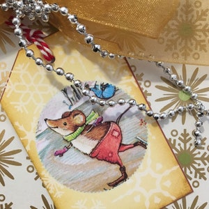 Snow Mouse printable holiday gift tags - instant download - with adorable Christmas Mouse Art