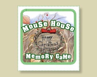 Printable Stocking Stuffer Mouse House Memory Game digital download instant clipart Christmas Holiday Mice card game for kids