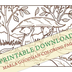 Printable Mouse Coloring Page -- Mouse Leaf Canoe Portage Marla Goodman Brownpaper Mouse Art digital download