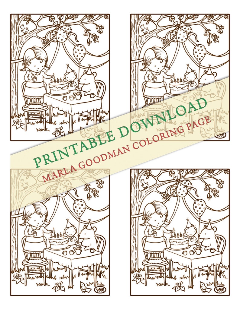 Spring Tea To Color Printable Birthday Tea Coloring Page Sweet Spring Birthday - Etsy