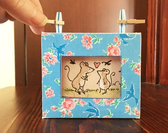 Bluebird Floral Printable "Crankie" Box Scroll Theater Instant Digital Download, template pattern and  instructions for DIY mini diorama