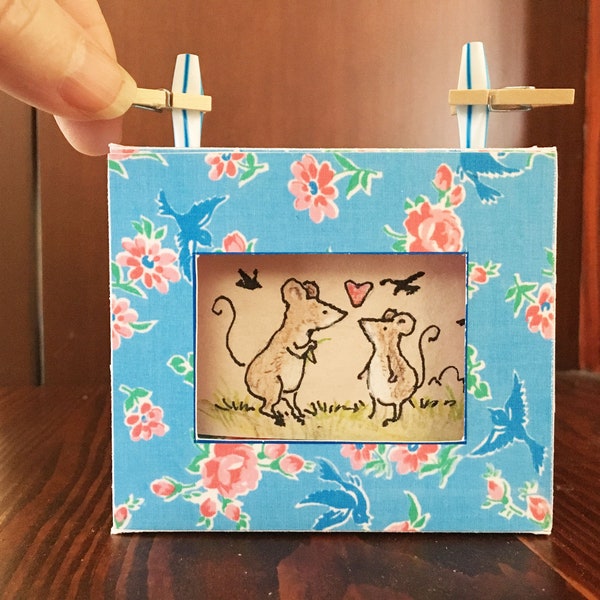 Bluebird Floral Printable "Crankie" Box Scroll Theater Instant Digital Download, template pattern and  instructions for DIY mini diorama
