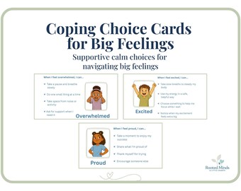Bewältigungswahlkarten für große Gefühle | Druckbare SEL Bewältigungsfähigkeiten für Kinder | Karten zur Emotionsregulierung | Calm Corner & Counselling Tool