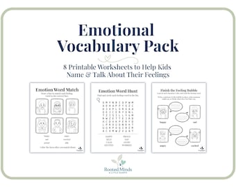 Emotional Vocabulary Pack for Kids | Printable SEL Feelings Activities | Calm Corner Tool