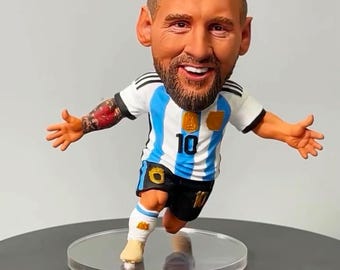 Handmade Lionel Messi 3D Soccer Action Figure – Argentina World Cup Collectible (6 Inch)
