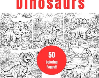 Dinosaur Digital Download Coloring Pages