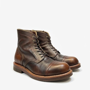 Handmade Full-Grain Leather Service Boots – Cap Toe Heritage Work Boots