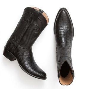 Handcrafted Black Crocodile Cowboy Boots – Genuine Alligator Leather Western Rodeo Shoes