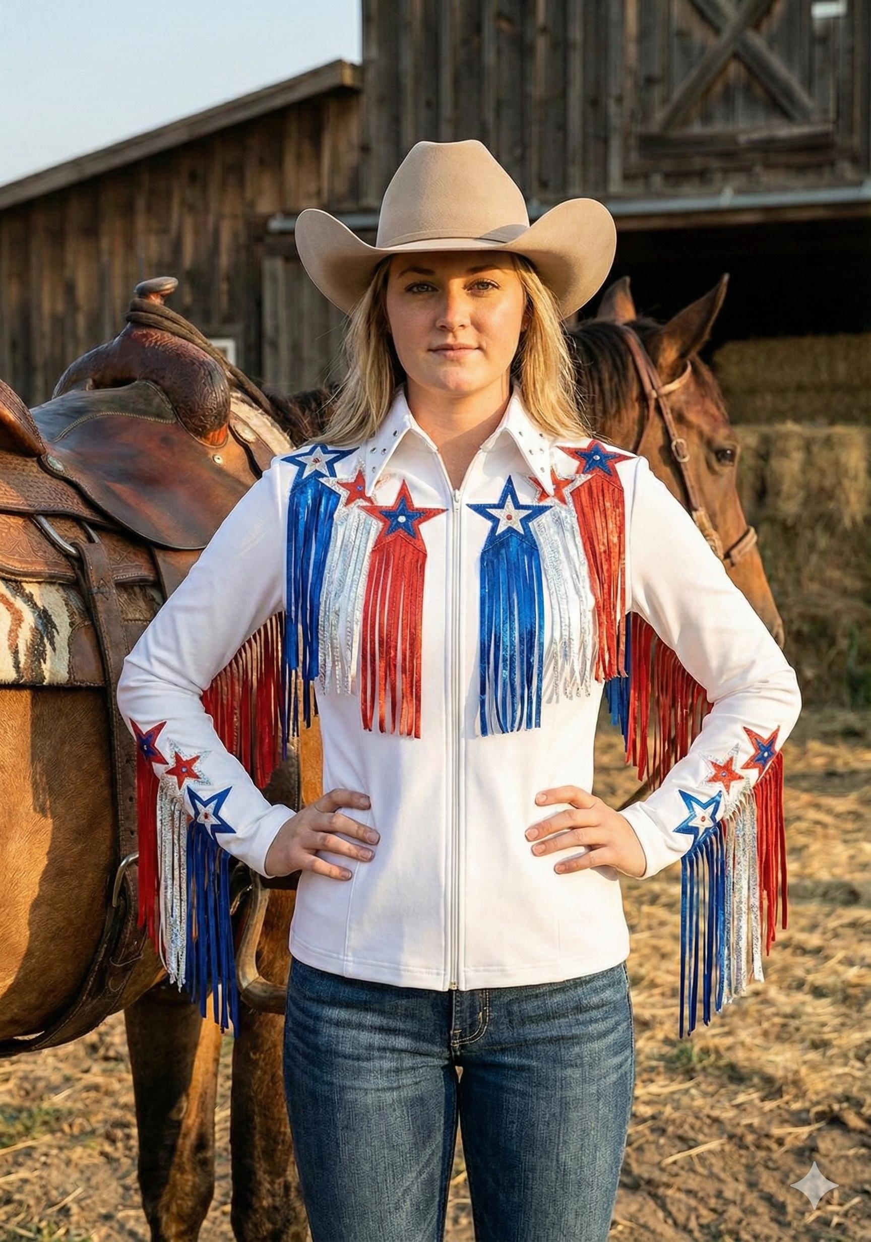 Handmade Rodeo Queen Show Jacket | Patriotic Star Fringe Cowgirl Shirt ...