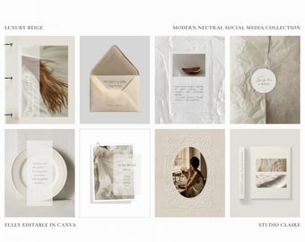 Luxury Beige Instagram Templates | Modern Neutral Branding | Canva Social Media Kit + color Palettes + Reels