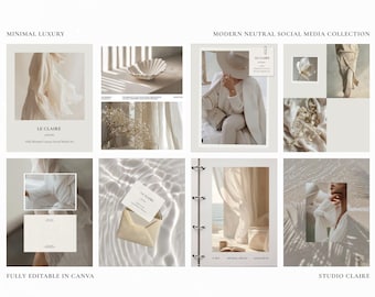 Minimal Beige Instagram Templates | Modern Luxury Neutral Branding | Canva Social Media Kit + 100 Reels