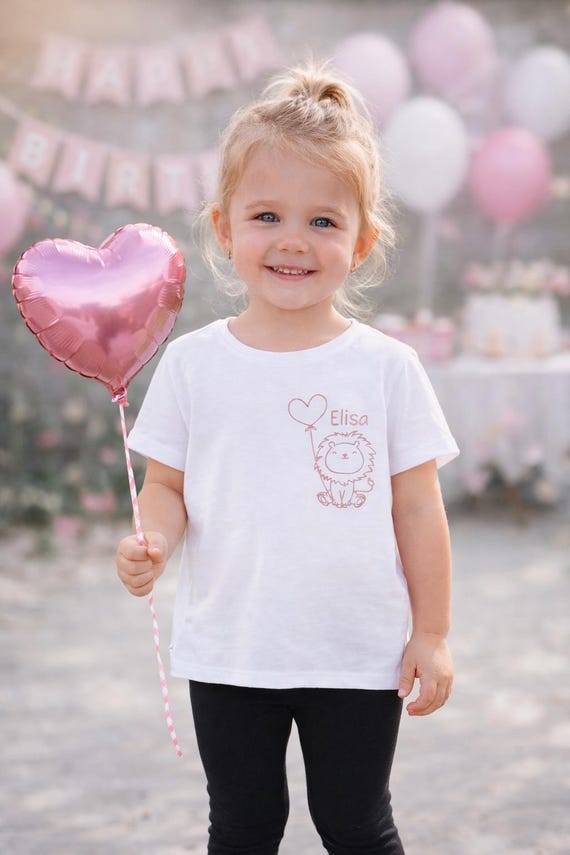 Personalized children's T-shirt with name | Animal motif with heart balloon | Kids' shirt | Birthday gift | Multiple designs & colors by AllerleiPlottereiByS