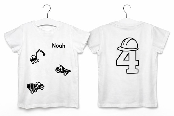 Personalized children's T-shirt with construction vehicles | Excavators, trucks & cement mixers | Boys' birthday shirt | Gift shirt with name by AllerleiPlottereiByS