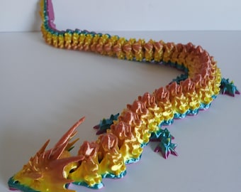 XL Articulated Lizard - 24-calowa elastyczna zabawka na biurko - ręcznie wykonana rzeźba drukowana w 3D