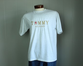 90's Tommy Hilfiger T-Shirt Embroidered Tee Vintage 1990's Large L