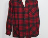 60s Pendleton 49er Shirt Jacket Red Plaid Wool Hunting Work Mens Large L Vintage 1960s