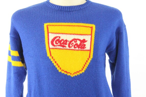Pull Coca Cola vintage des annees 80 en laine bleu pull Coke publicite des annees 80 pour homme hiver preppy petit S Etsy France