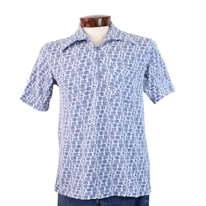 70&#39;s Knit Novelty Shirt Short Sleeves Vintage 1970&#39;s medium m