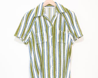 60's Beach Shirt Terrycloth Medium M