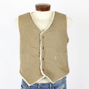 Vintage 80s Levis Vest Corduroy Faux Fur Lined 1980s Large L