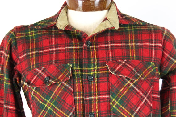 Vintage 70's Woolrich Red Plaid Shirt 1970's M Me… - image 2