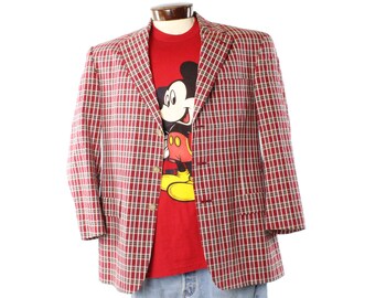Vintage 90&#39;s TOMMY HILFIGER Plaid Blazer Jacket L