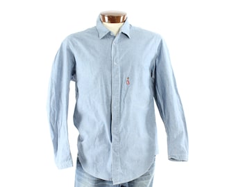 90s LEVIS Long Sleeve Shirt Blue Vintage 1990s Large L