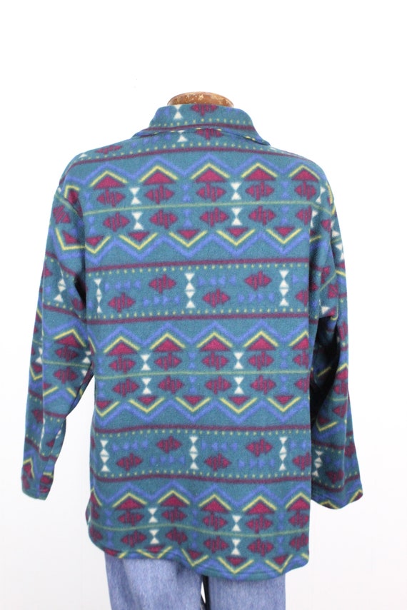 90's Aztec Fleece Shirt XL X-Large XXL - image 4