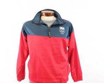 London Olympics Pullover Jacket Sweatshirt Zipper Men's Fall Winter Outerwear Red Navy Blue XL USA