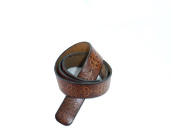 70's Hand Tooled Leather Belt 34-38