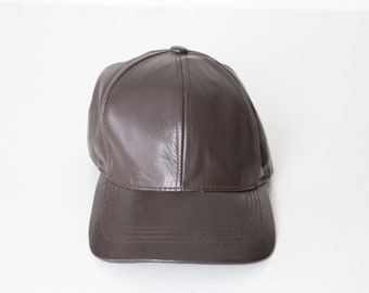 80's Brown Leather Snapback Hat