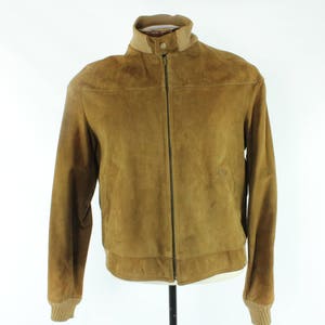50&#39;s Suede Bomber Jacket Brown Vintage 1950&#39;s Medium M Mens 42 Breier of Amsterdam