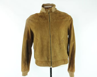 50's Suede Bomber Jacket Brown Vintage 1950's Medium M Mens 42 Breier of Amsterdam