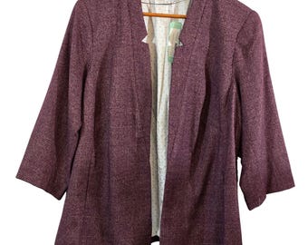Woman's NWT Stitch Fix-Kenzie-Tweed Blazer.  Burgundy Long Sleeve Open Front. Size 1X