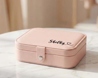 パーソナライズされたジュエリーボックス、カスタムネームジュエリーケース、小型トラベルジュエリーオーガナイザー