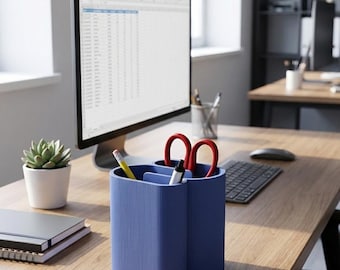 Desk Organizer – Modern Ribbed Pen Pot, Stationery Caddy