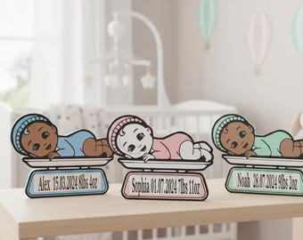 Personalized Baby Arrival Keepsake  Custom Name, DOB & Weight Plaque new born gift baby shower grandparent first stats nursery décor