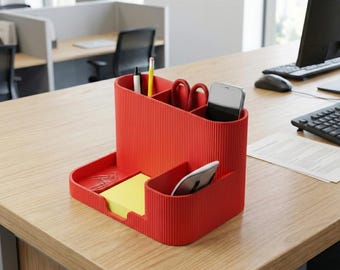 Ribbed Desk Organizer: Modern Office Stationery Holder- Ultimate Desk Tidy | Modular Office Organizer for Pens, SD Cards & Tools