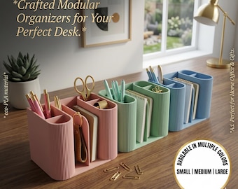 Universal Multi-Slot Desk Organizer | Modern Aesthetic Stationery Caddy | Desktop Pen & Notebook Holder | Premium 3D Printed Office Storage